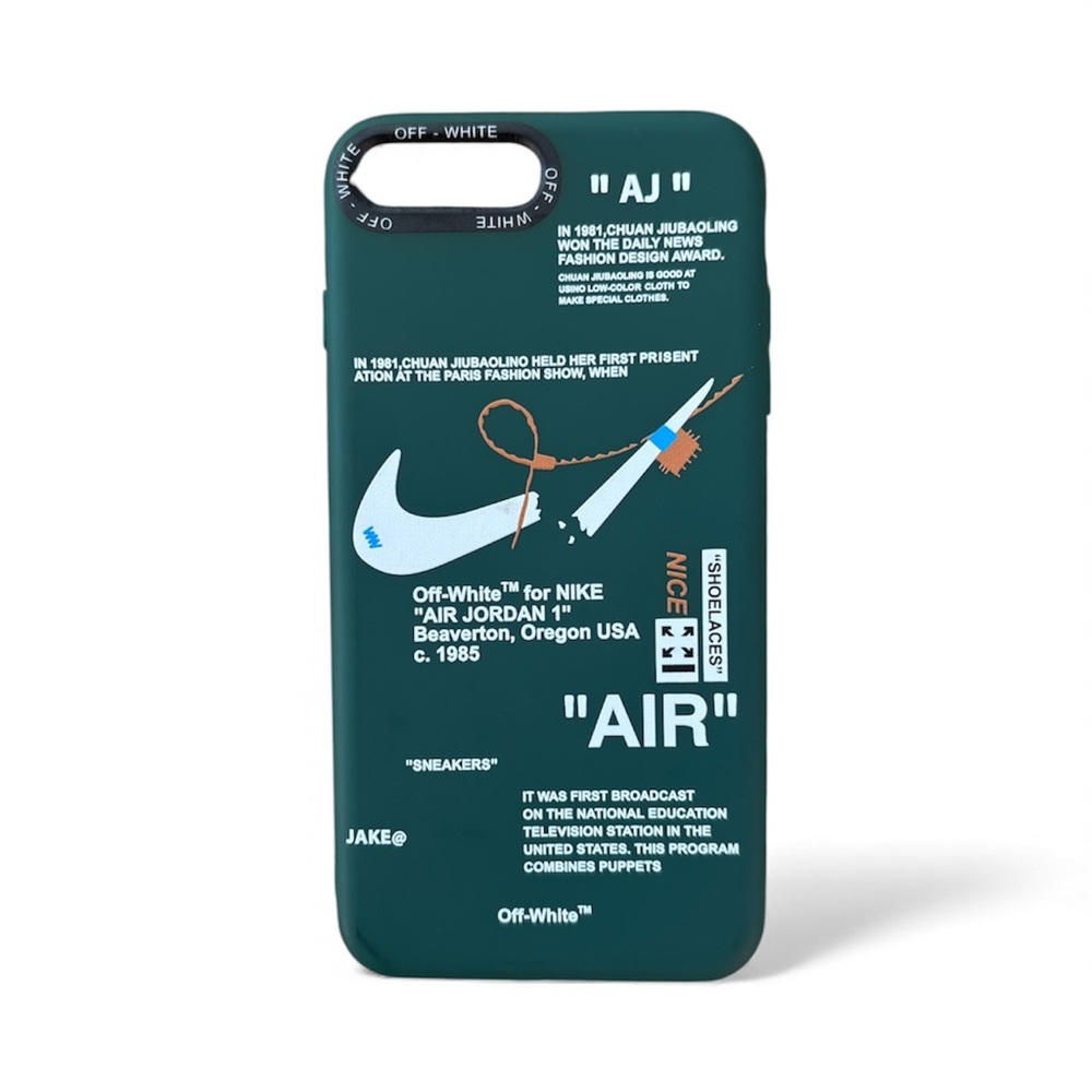 Off-White Dark Teal Phone Case with Graphic Design